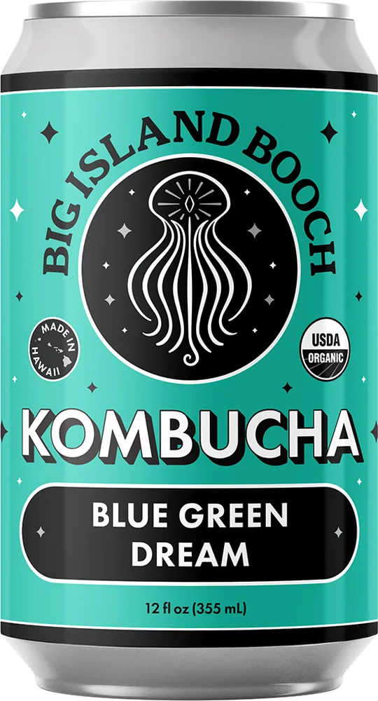 Big Island Booch Blue Green Dream kombucha can
